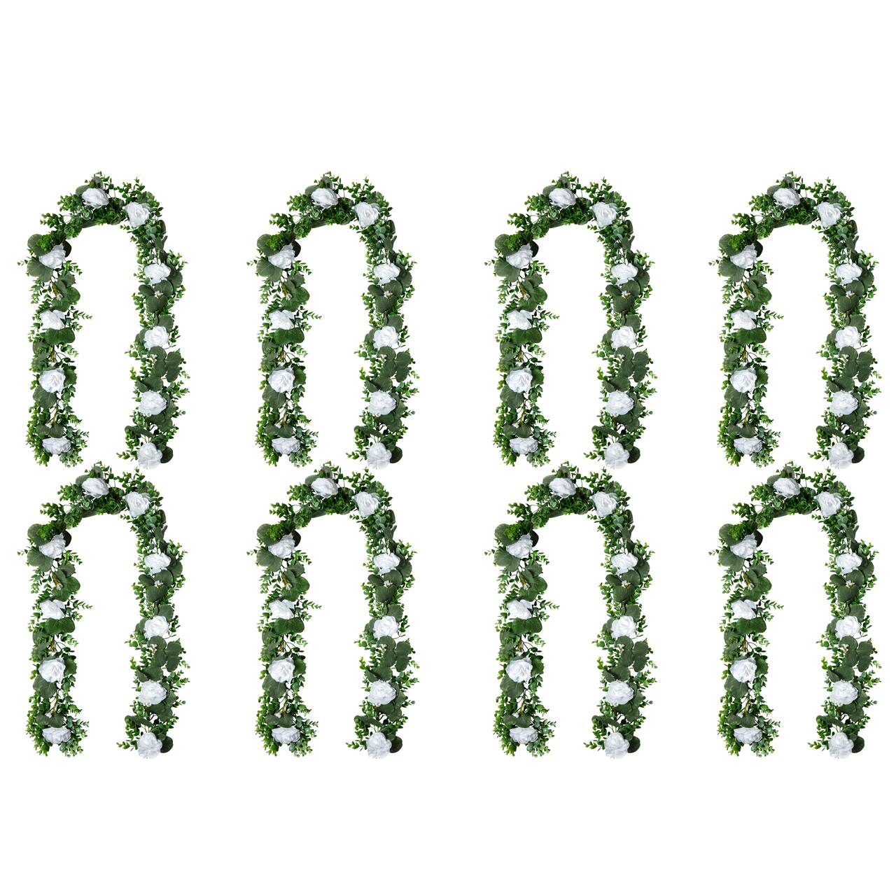8 Pack: 6ft. White Rose Foliage Garland by Ashland®